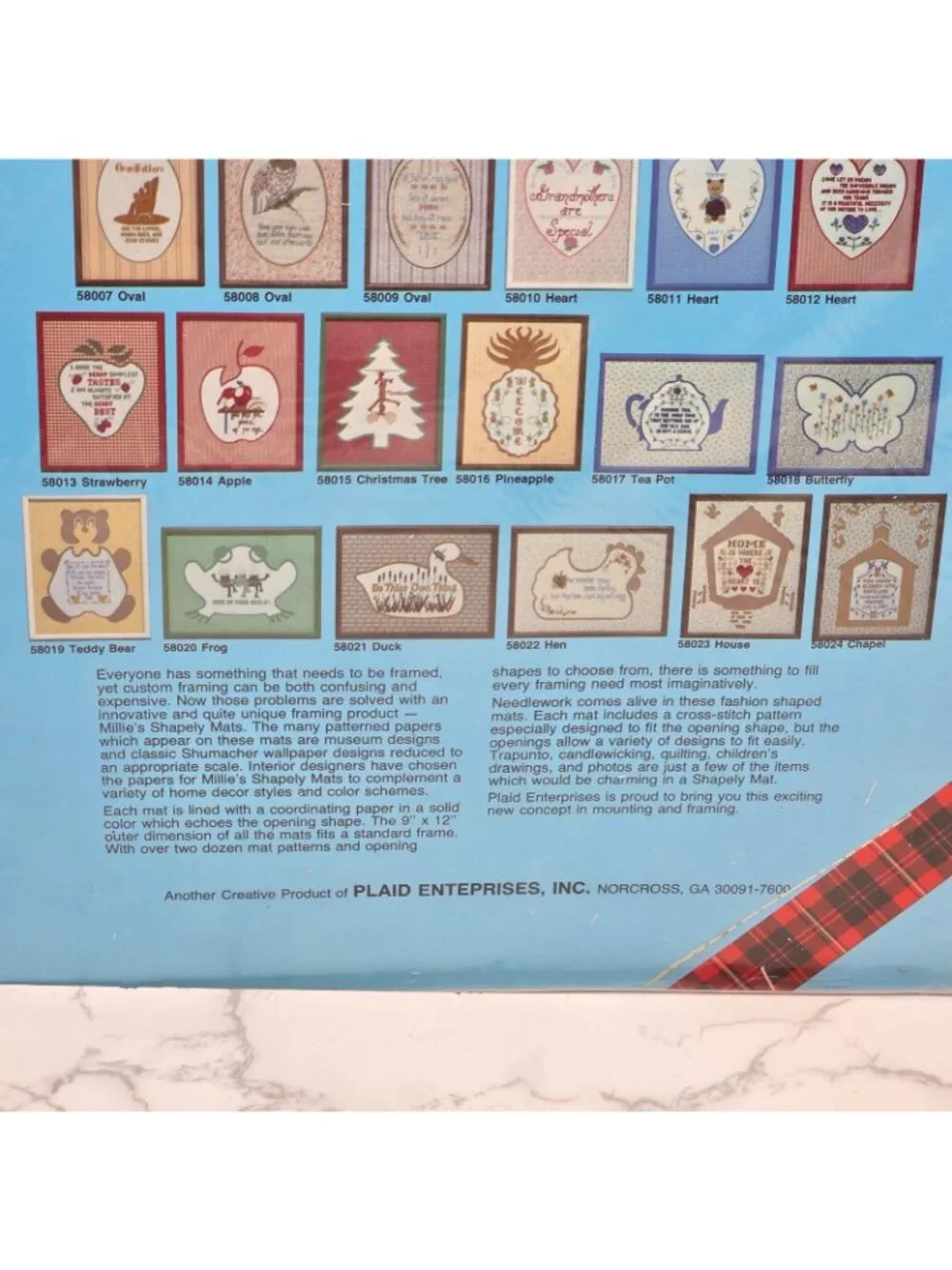 Vintage Millies Shapely Mats Hen Cross Stitch Kit 1983 Framing Mat Plaid 58022